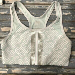 Victoria's Secret PINK Ultimate Unlined Sports Bra Silver Foil Striped Racer SM